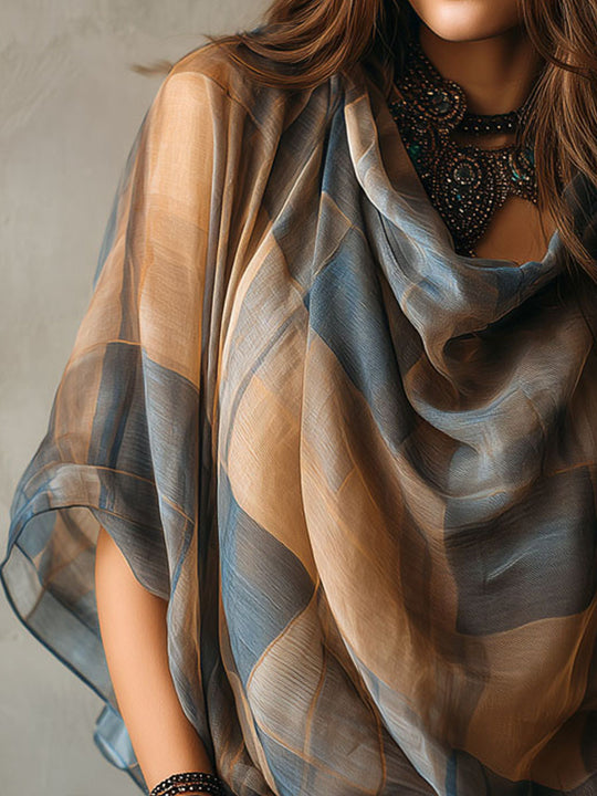 Boho Chic Sheer Chiffon Draped Blouse