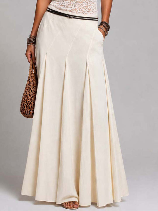 Vintage Neck Lace Tank Top & Pleated Maxi Skirt Two Piece Set