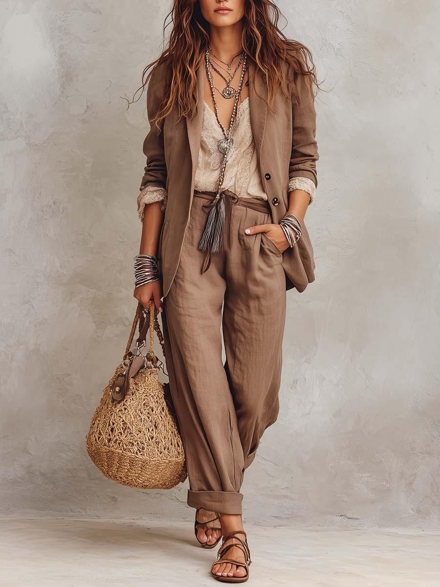 Vintage-style Cotton-linen Matching Set