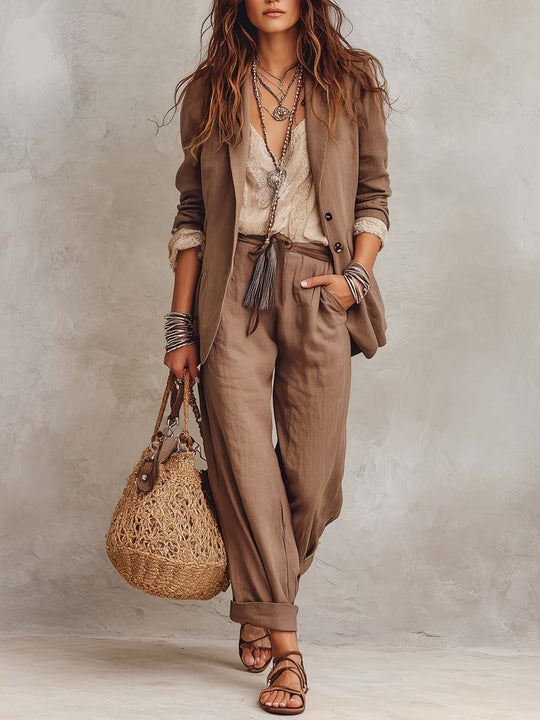 Vintage-style Cotton-linen Matching Set