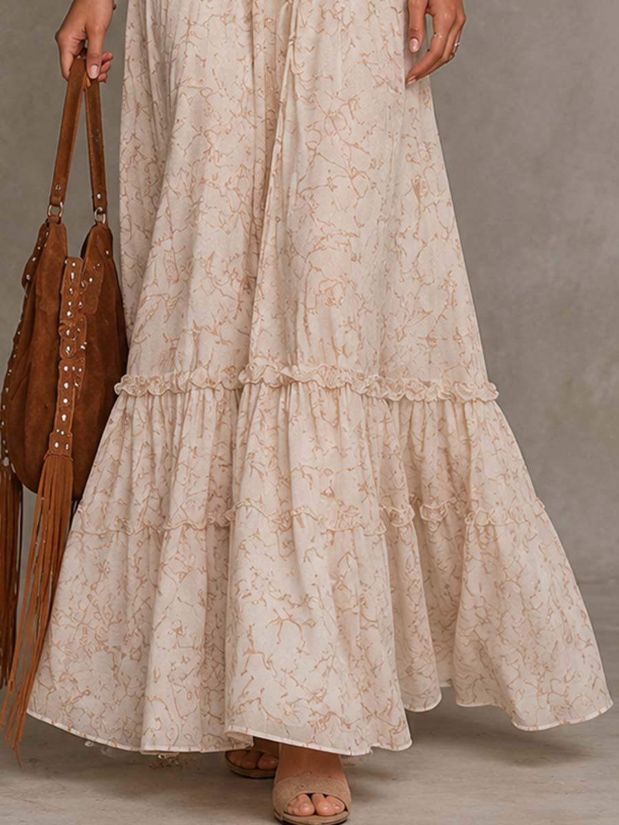 Bohemian Vacation Lace-up Maxi Dress