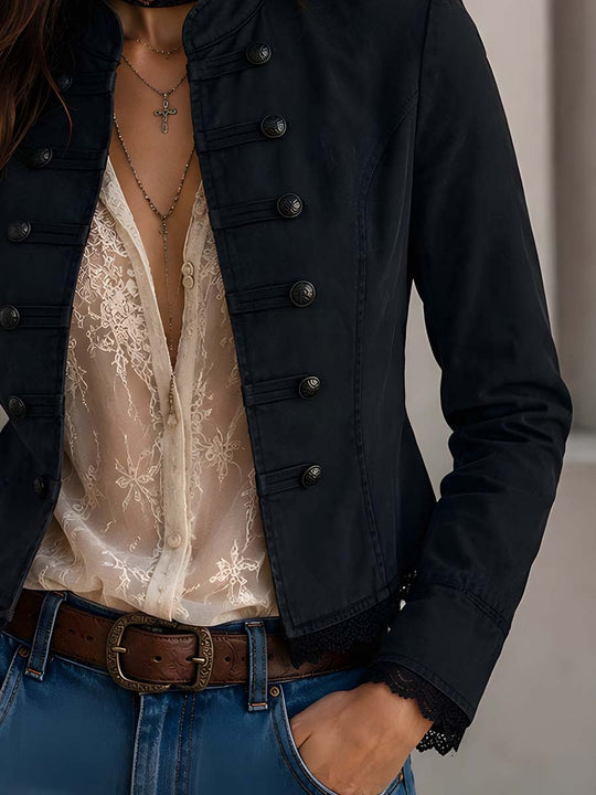 Vintage Military-style Denim Jacket