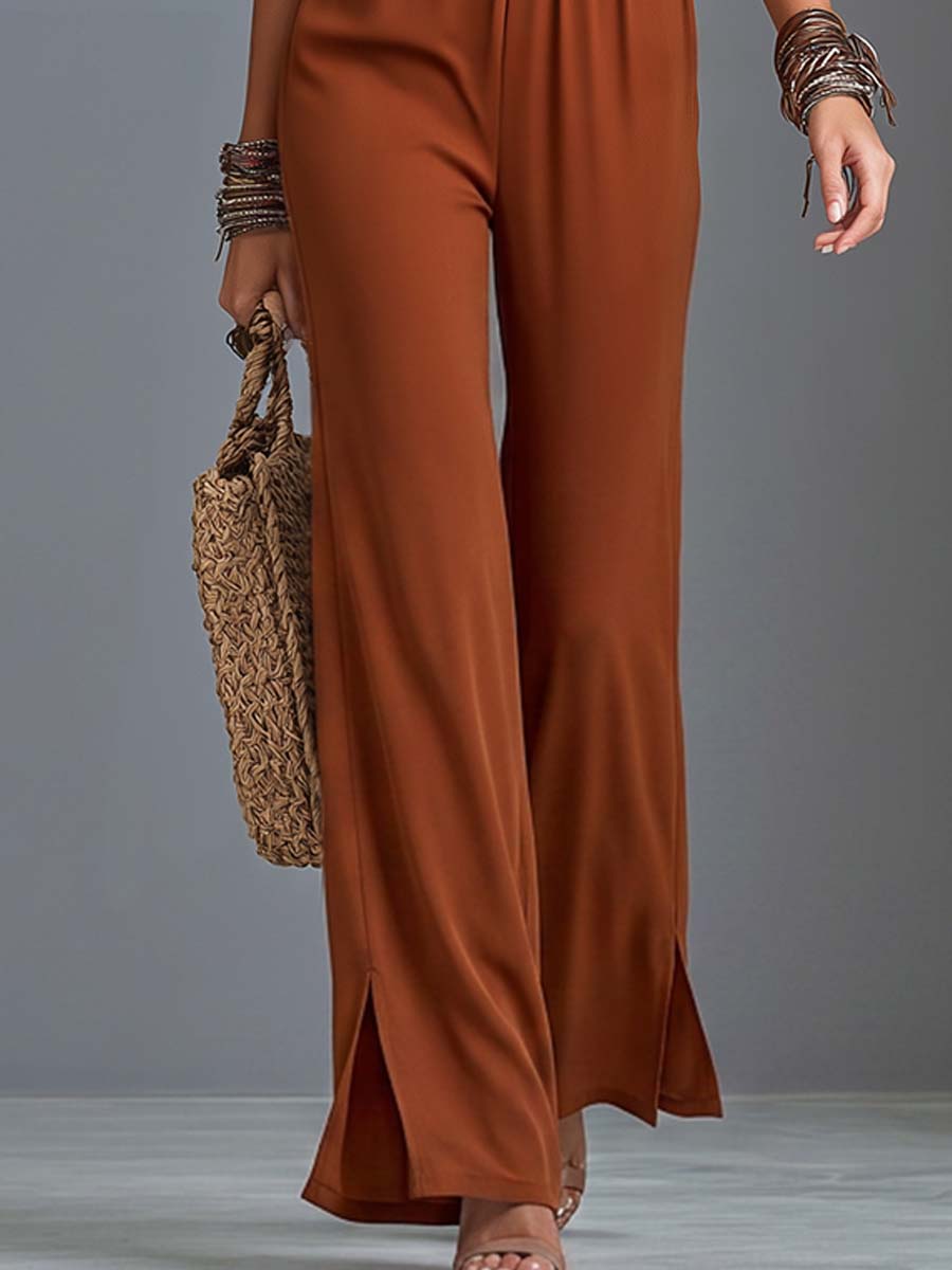 Boho Off-Shoulder Ruffle Wide-Leg Jumpsuit