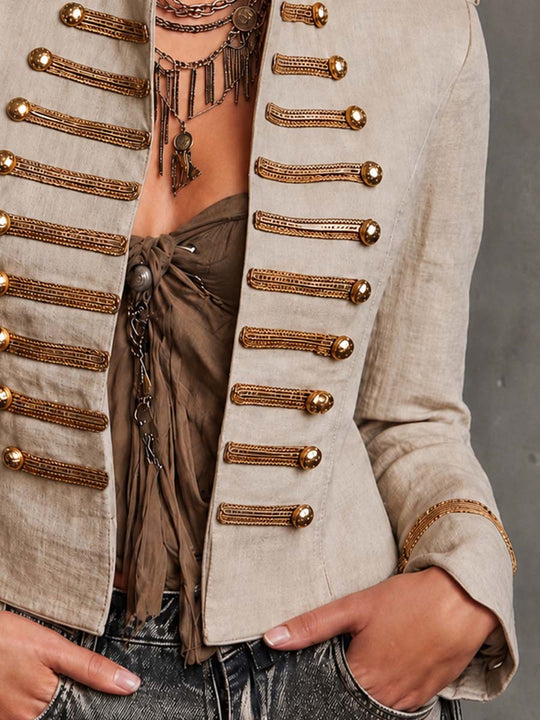 Vintage-style Military Cotton-linen Jacket