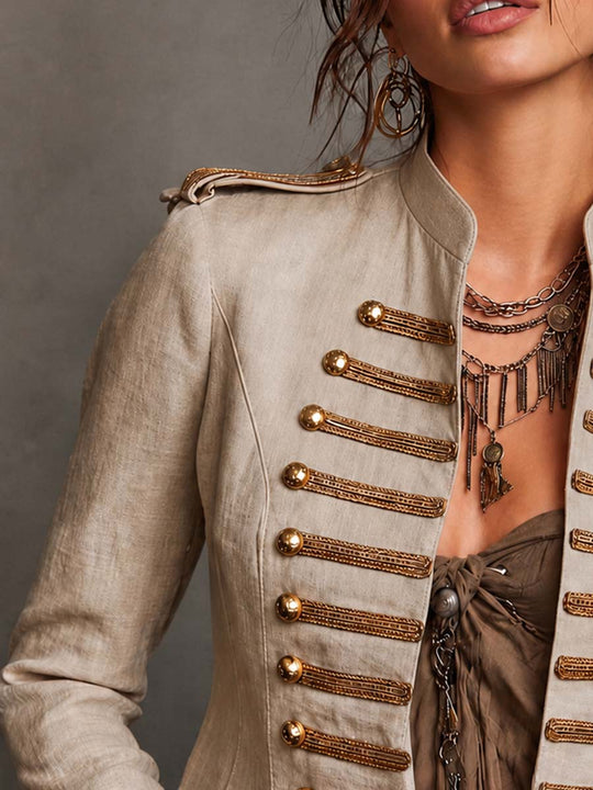 Vintage-style Military Cotton-linen Jacket