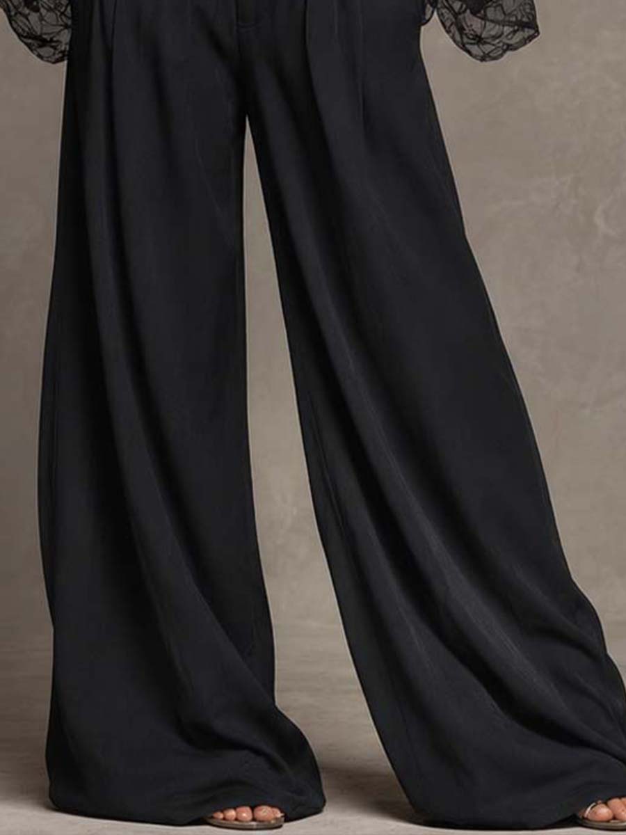 Off Shoulder Bell Sleeve Full Zip High Neck Lace Corset Waist Wide Leg Jumpsuit