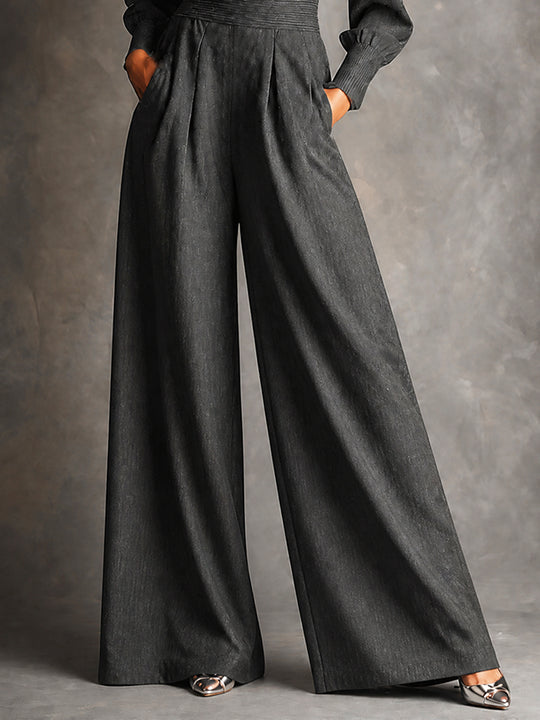 Charcoal Lace Trim Wide-Leg Jumpsuit
