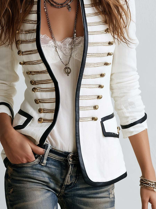 Military Style Contrast Trim Jacket