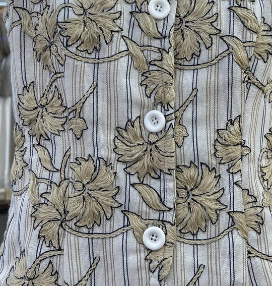 Vintage Embroidered Striped Slim-fit Single-breasted Vest