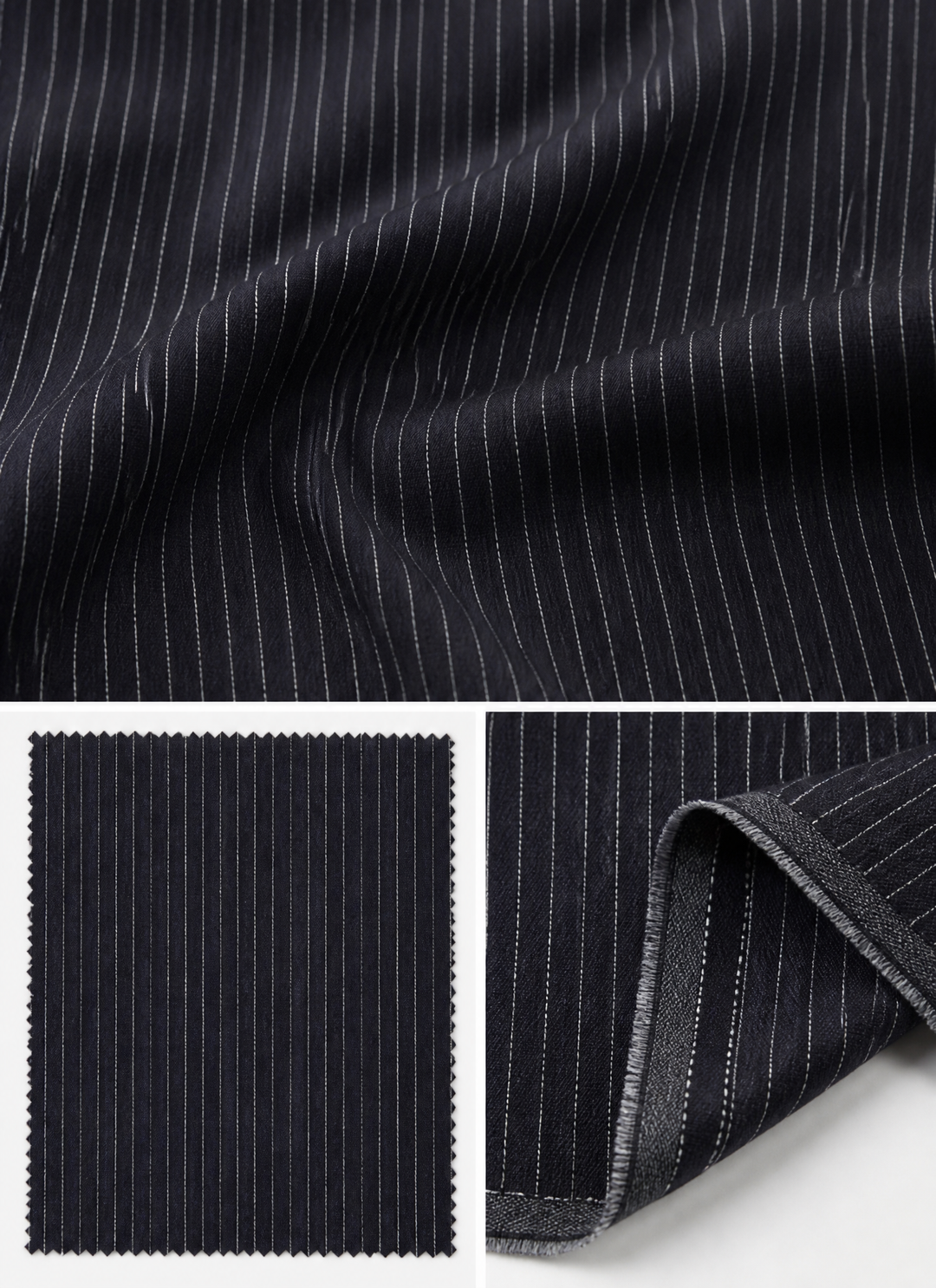 Vintage Denim Pinstripe Double-Breasted Blazer Jacket