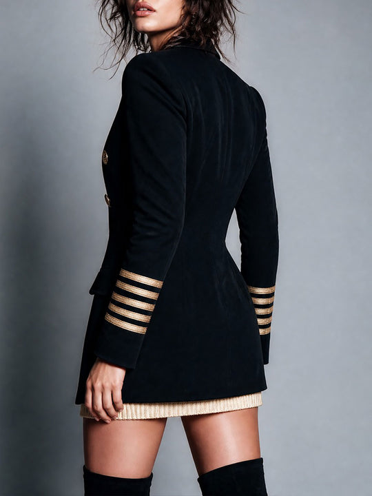 Retro Double-Breasted Military Blazer With Gold Buttons