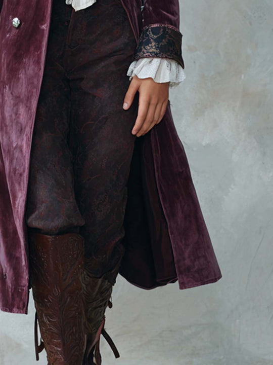 Vintage Oil Painting-style Printed Collar Polyester Velvet Coat