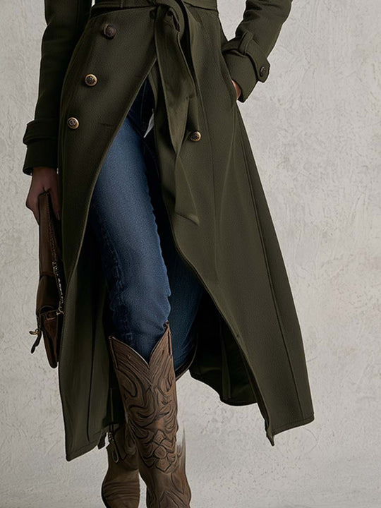 Vintage Double-breasted Wool-blend Trench Coat