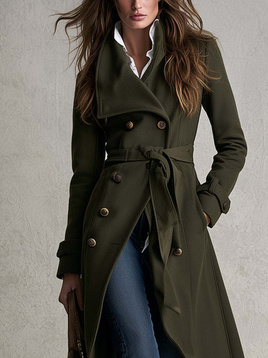 Vintage Double-breasted Wool-blend Trench Coat