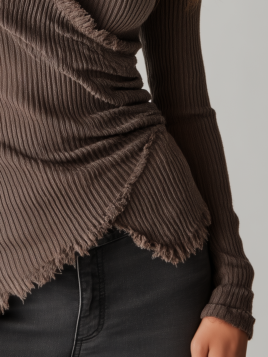 Modern Mocha Cutout Wrap Knit Top