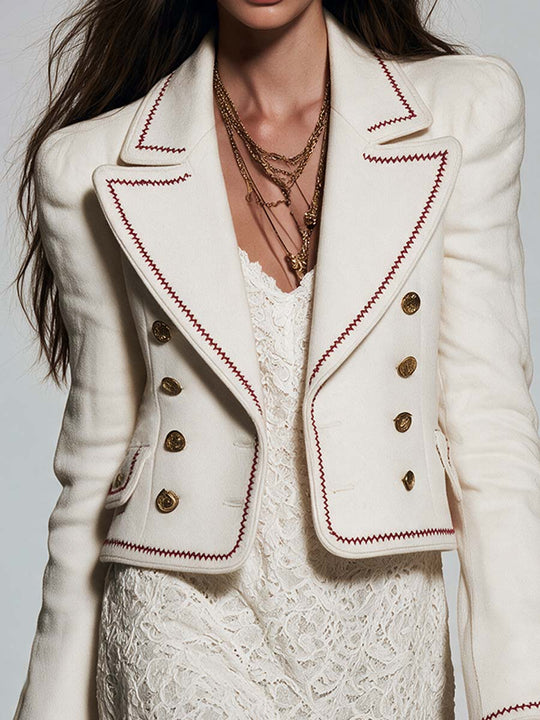 Boho Embroidered Cropped Blazer Jacket