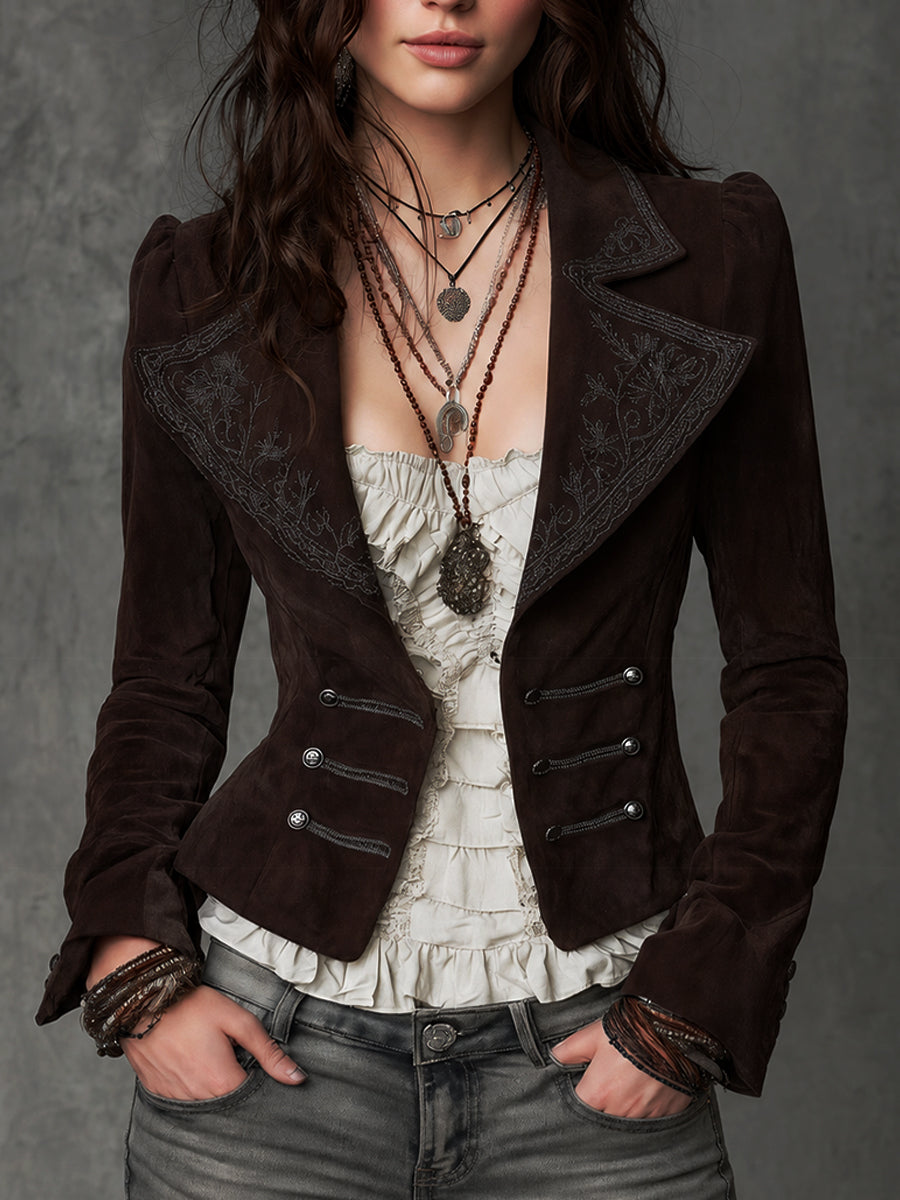 Sable Bohemian Embroidered Blazer
