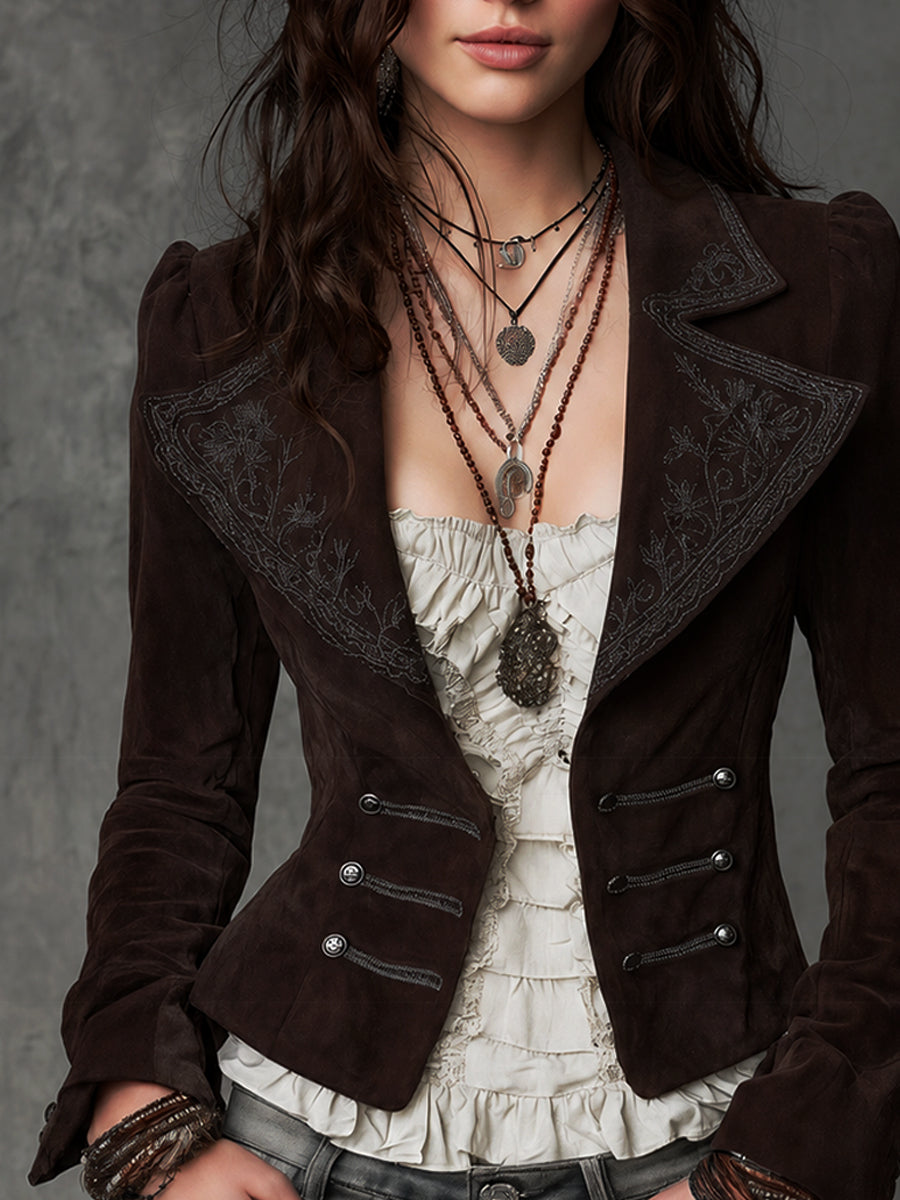 Sable Bohemian Embroidered Blazer