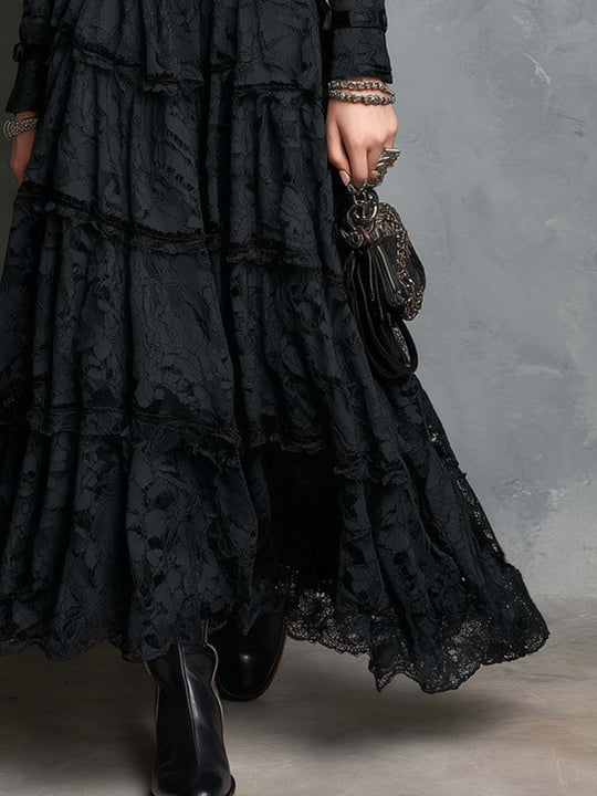 Vintage Military-style Lace Two-piece Set