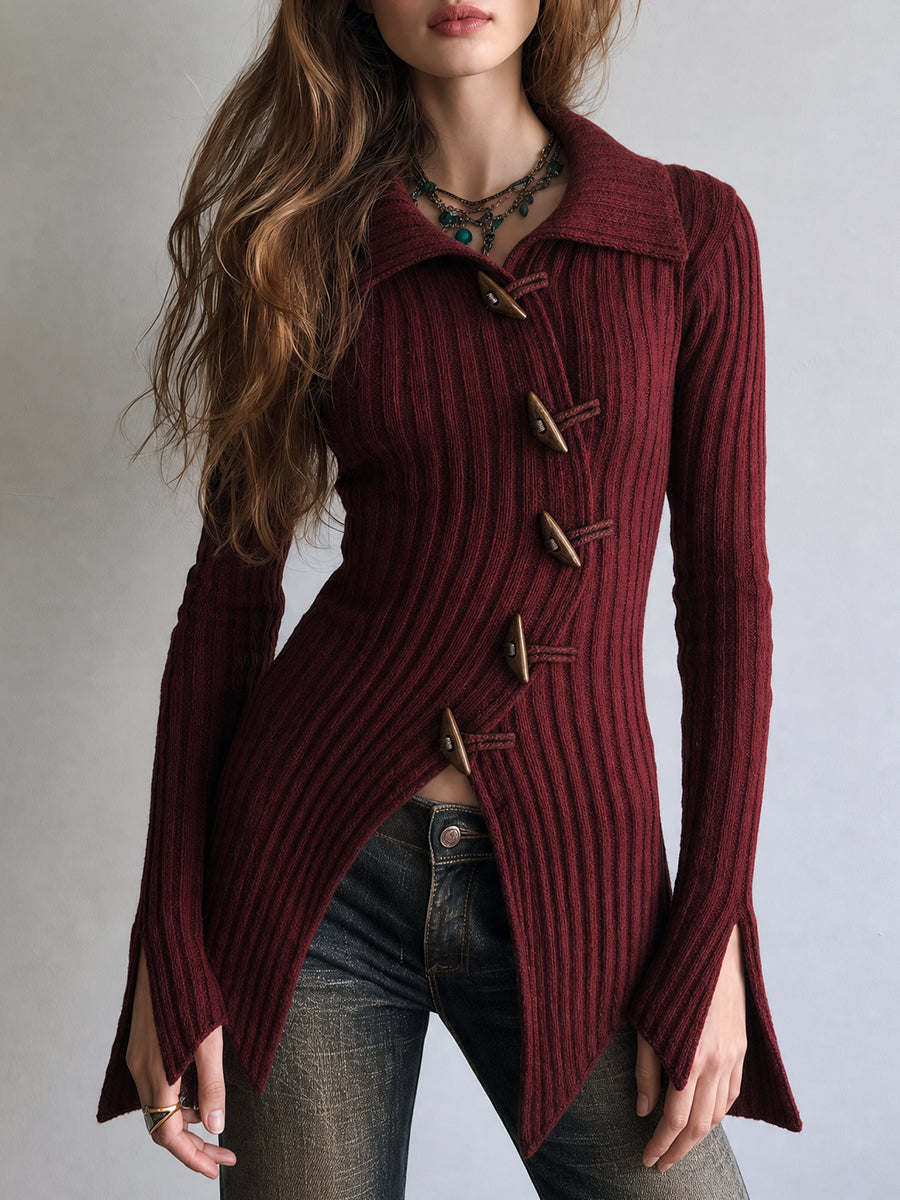 Burgundy Nomad Toggle Knit Cardigan