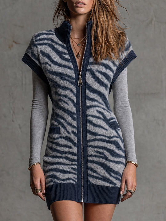 Indigo Nomad Zebra-Knit Vest