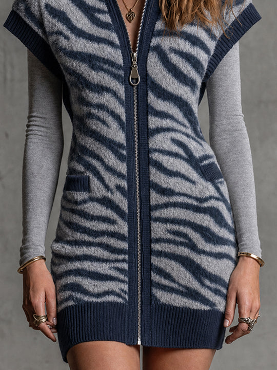 Indigo Nomad Zebra-Knit Vest