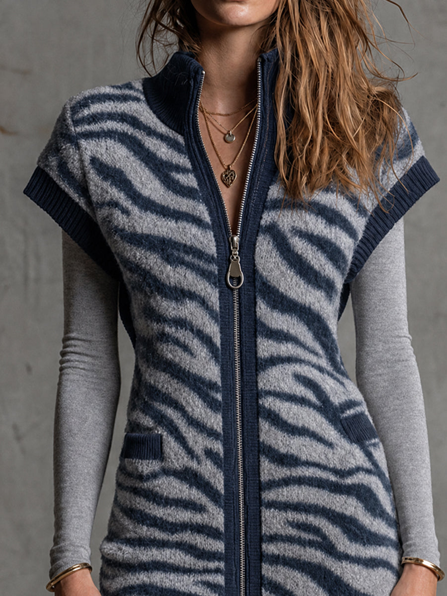 Indigo Nomad Zebra-Knit Vest