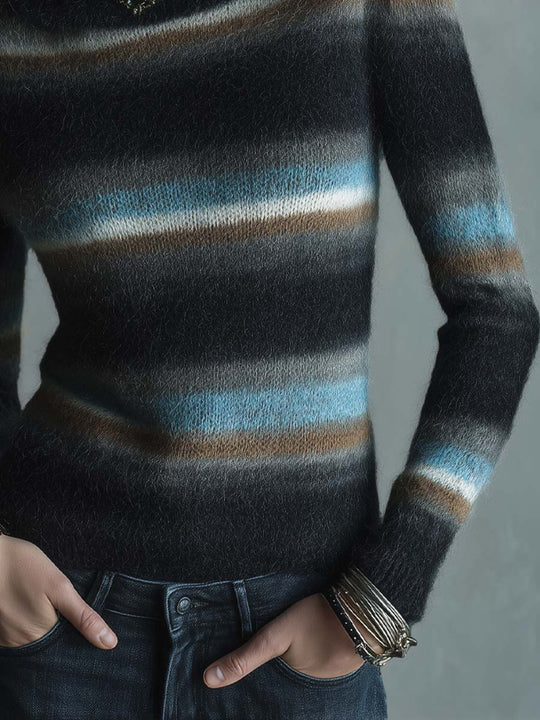Striped Mohair Turtleneck Sweater