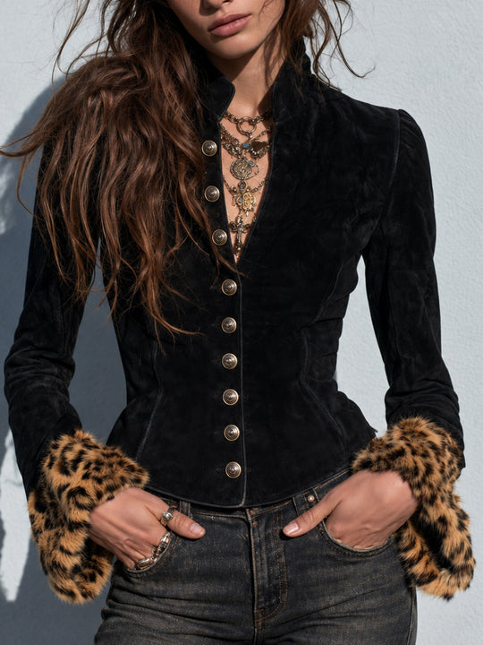 Midnight Nomad Faux-Fur Cuff Jacket