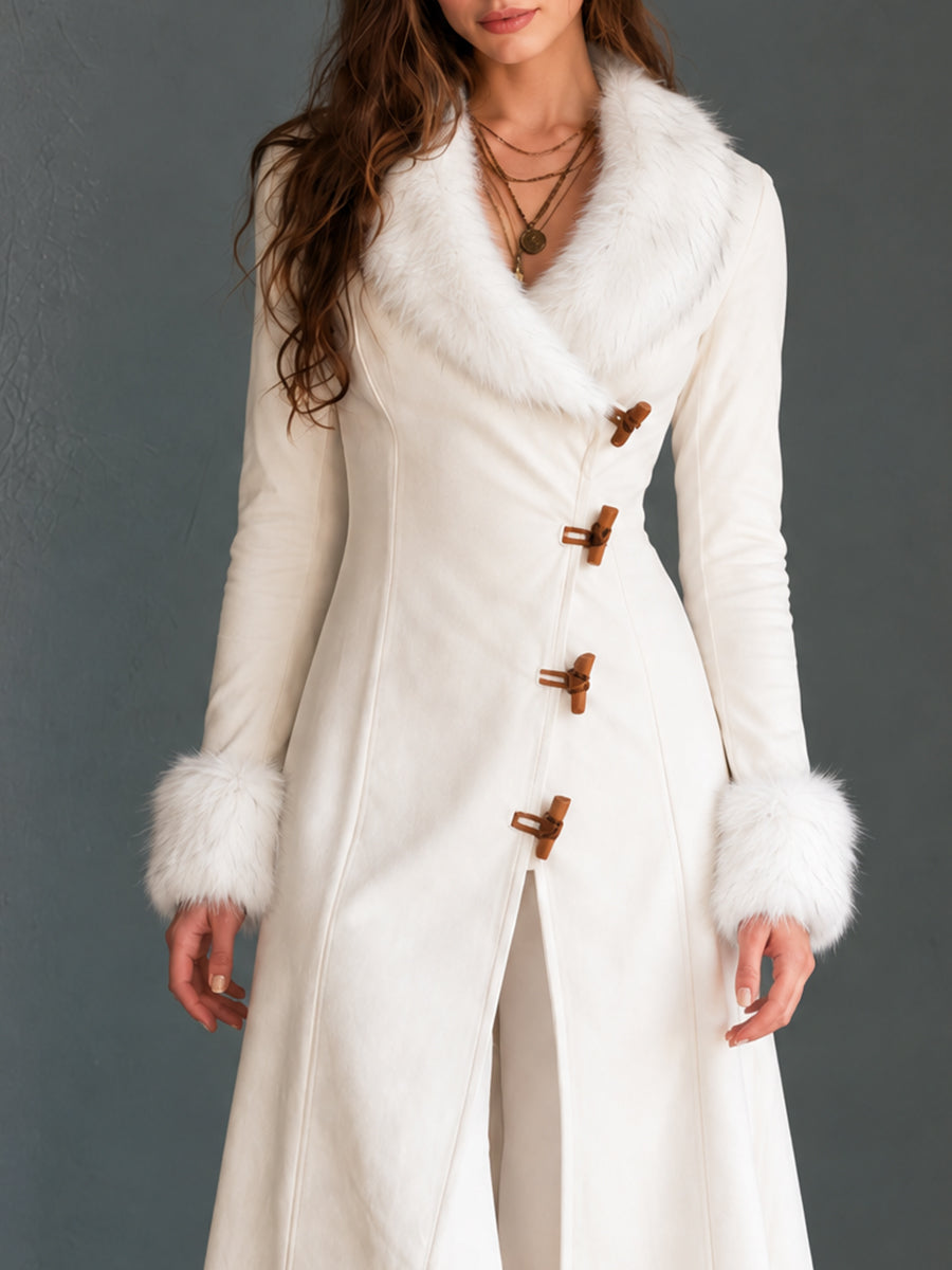 Ivory Nomad Fur-Trim Toggle Coat