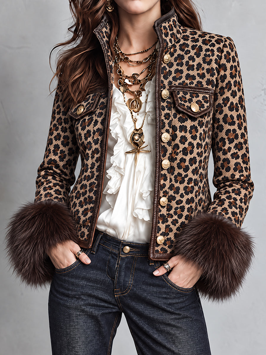 Leopard Nomad Faux-Fur Cuff Jacket