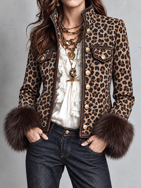 Leopard Nomad Faux-Fur Cuff Jacket