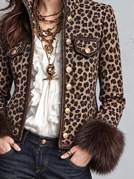 Leopard Nomad Faux-Fur Cuff Jacket