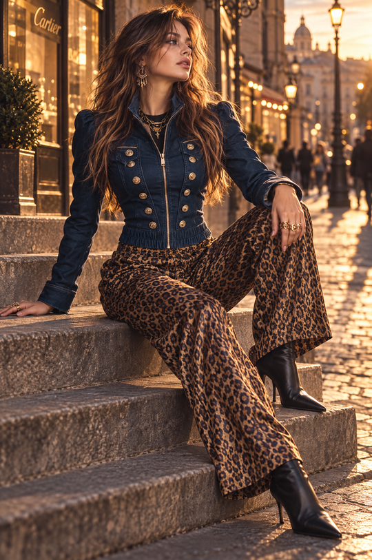 Vintange Napoleonic Style Military Denim Jacket