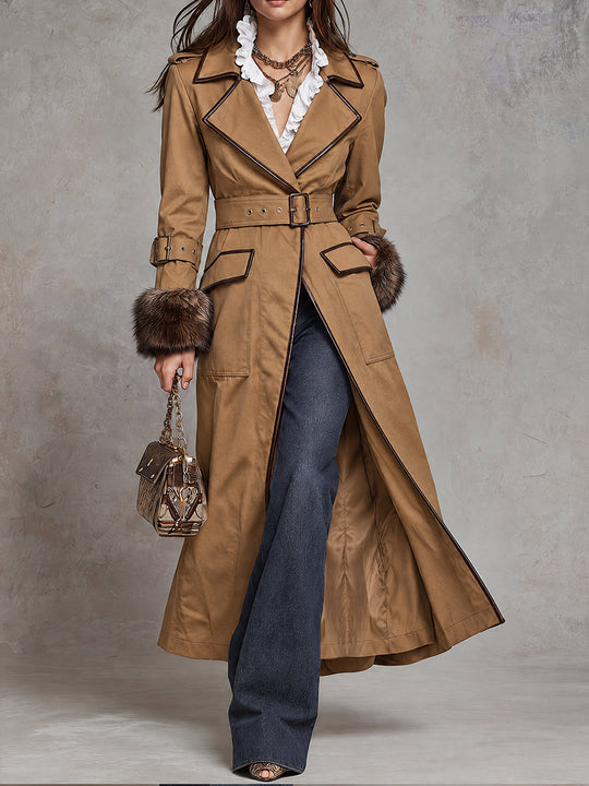 Desert Nomad Fur-Cuff Trench Coat