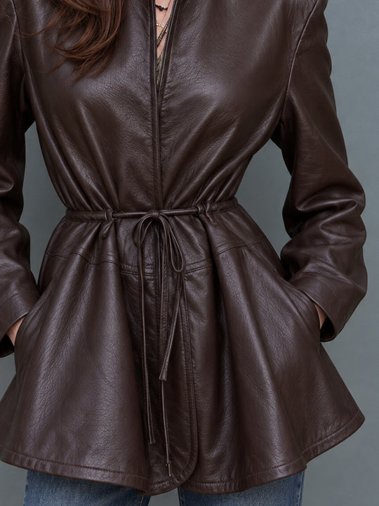 Cocoa Nomad Belted Faux-Leather Jacket