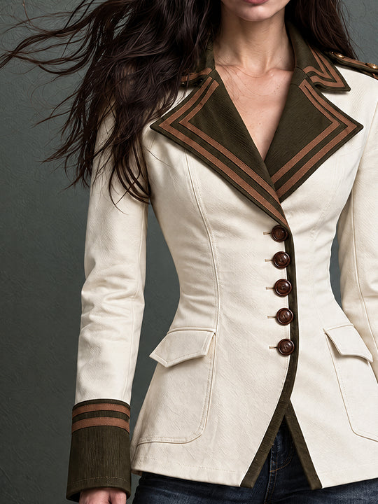 Ivory Nomad Western Piped Blazer