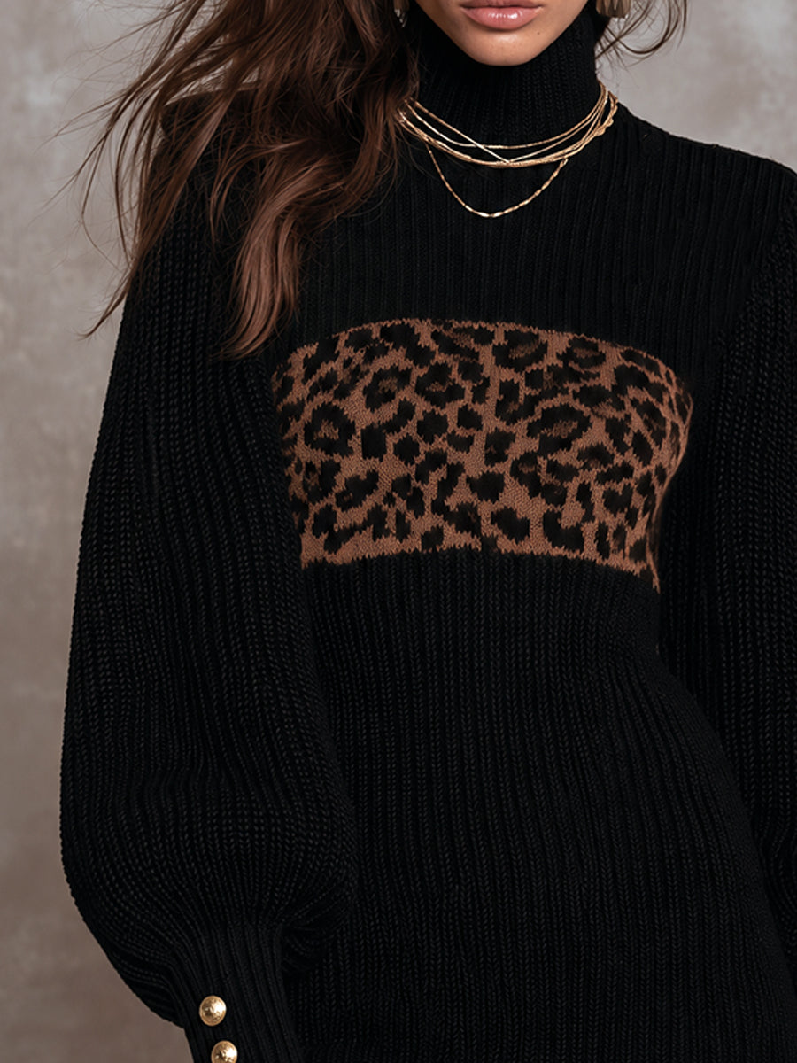 Bohemian Noir Leopard Jacquard Dress