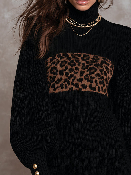 Bohemian Noir Leopard Jacquard Dress