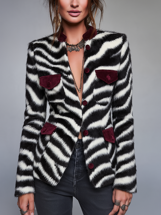 Statement Black & White Zebra Faux Fur Jacket