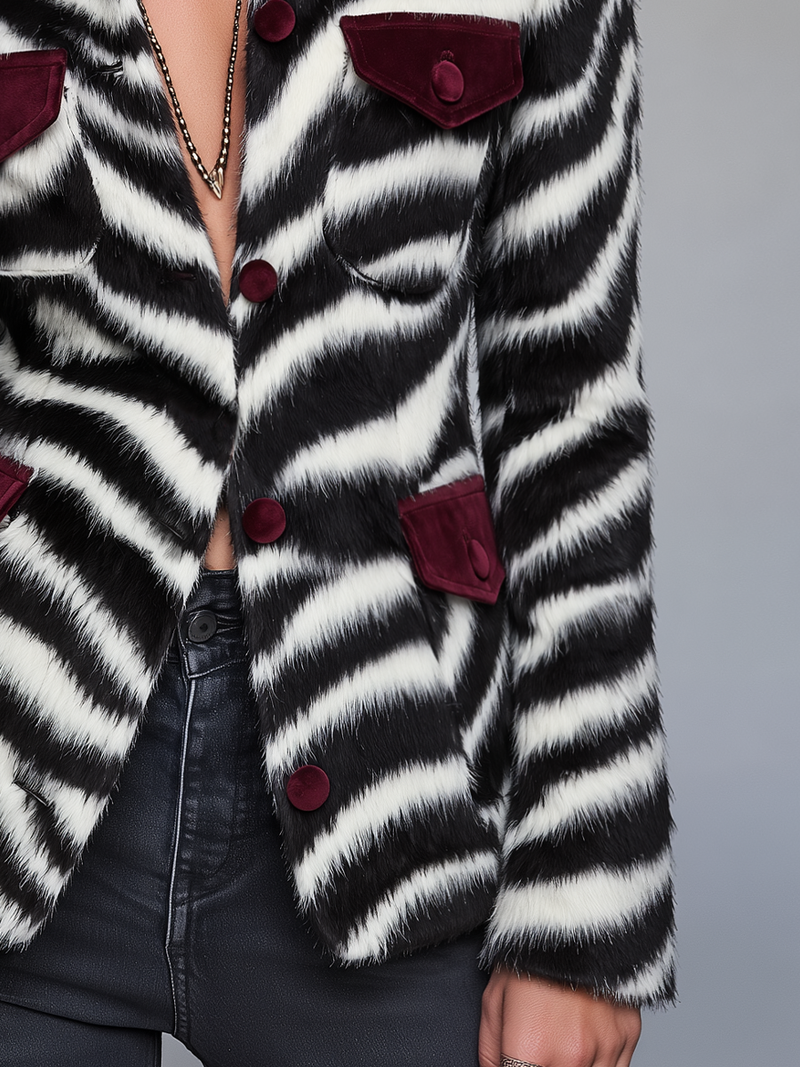 Statement Black & White Zebra Faux Fur Jacket