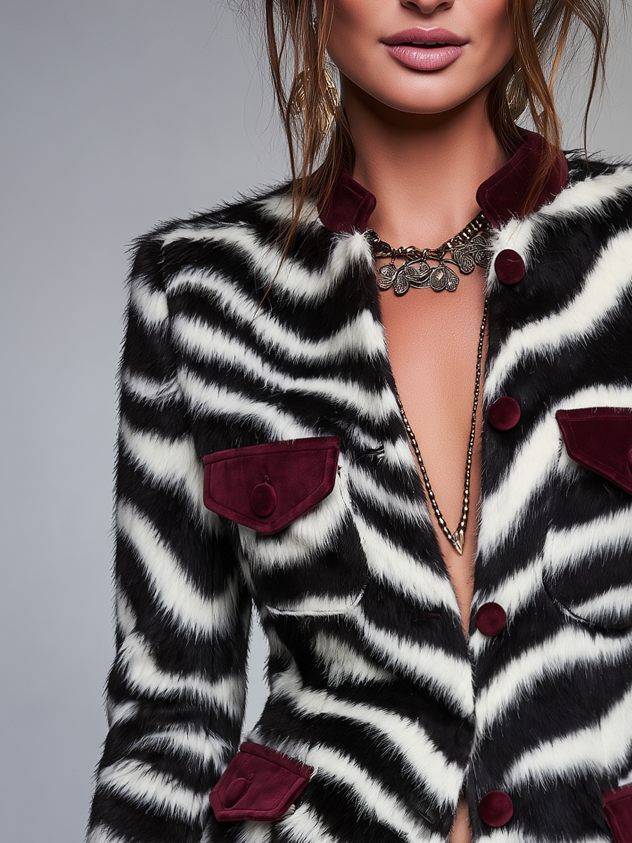 Statement Black & White Zebra Faux Fur Jacket