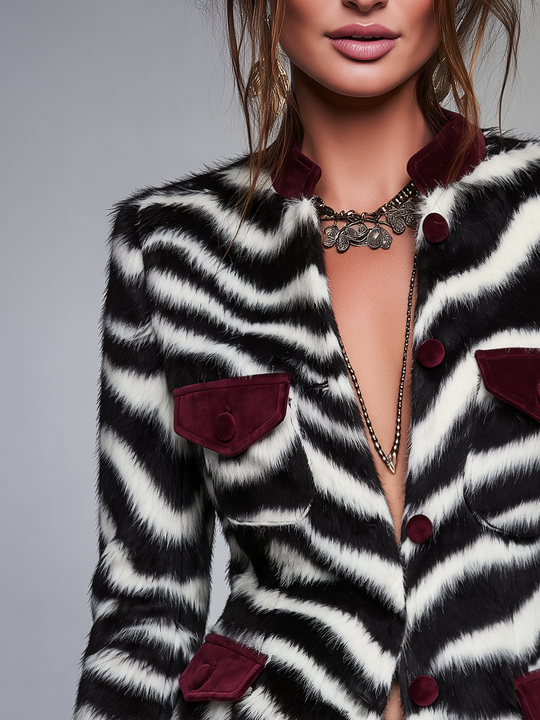 Statement Black & White Zebra Faux Fur Jacket
