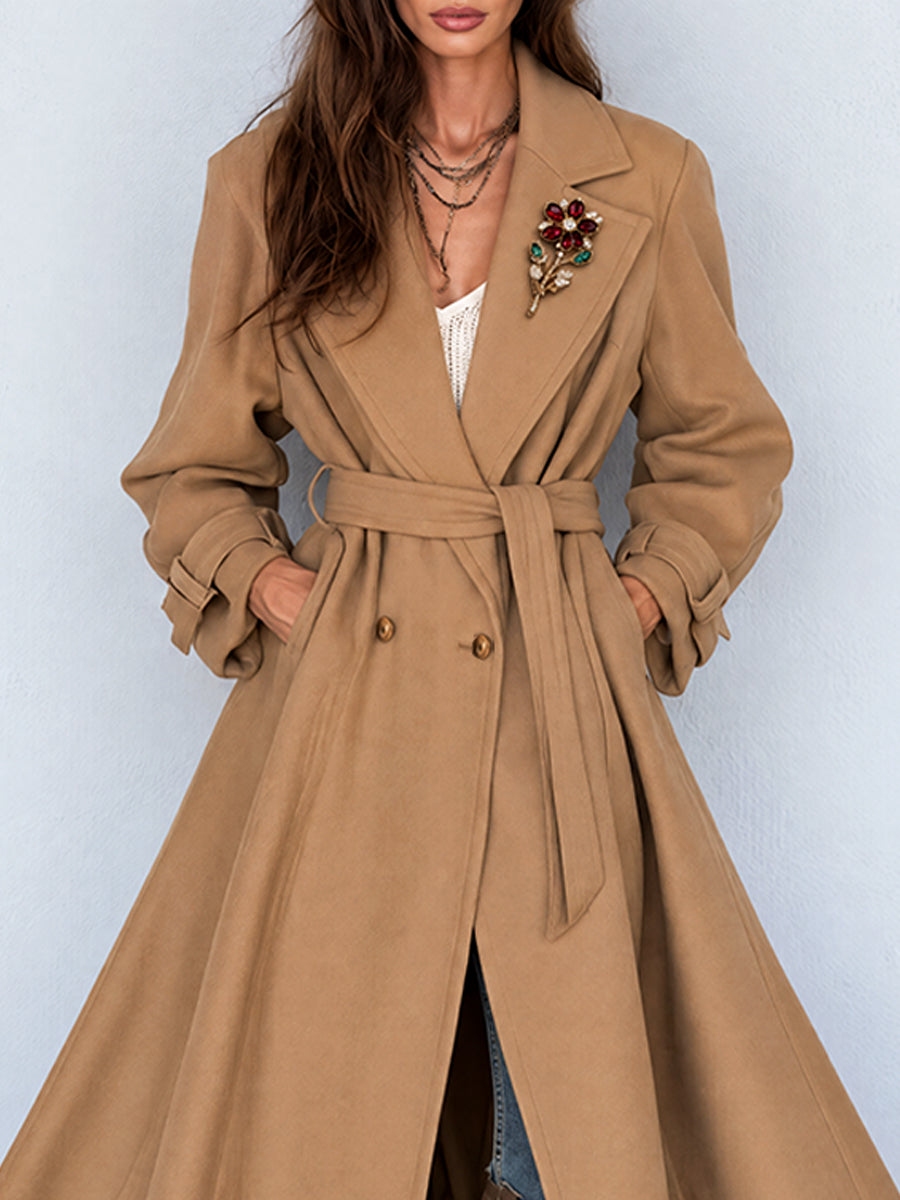 Camel Nomad Lace-Hem Trench Coat