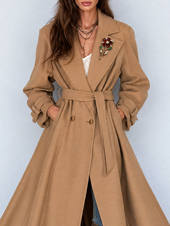 Camel Nomad Lace-Hem Trench Coat