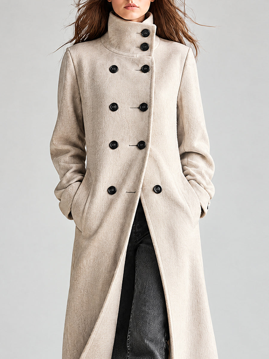 Oatmeal Grey Nomad Double-Breasted Duster Coat