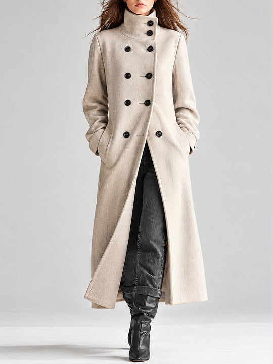 Oatmeal Grey Nomad Double-Breasted Duster Coat