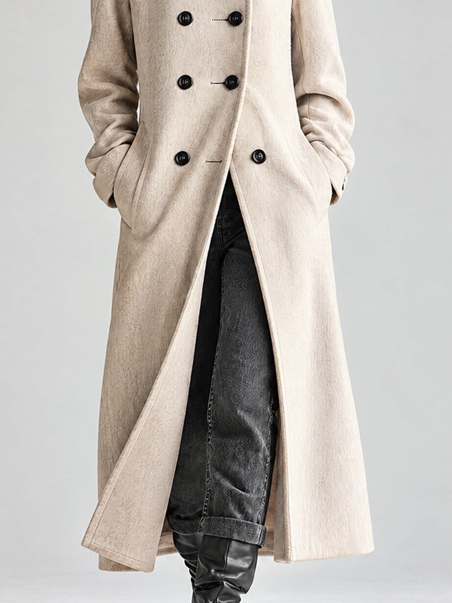 Oatmeal Grey Nomad Double-Breasted Duster Coat