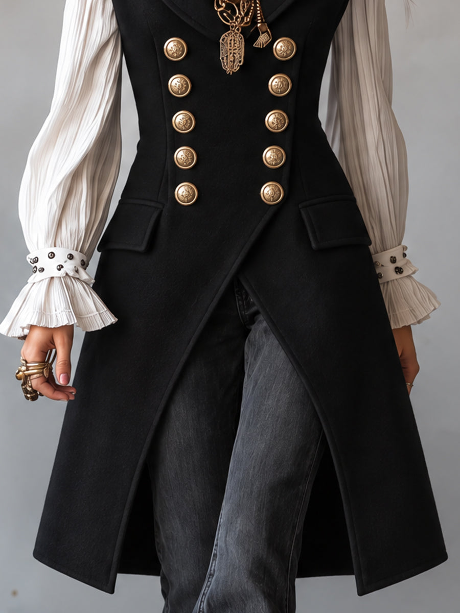Noir Nomad Military Vest Coat