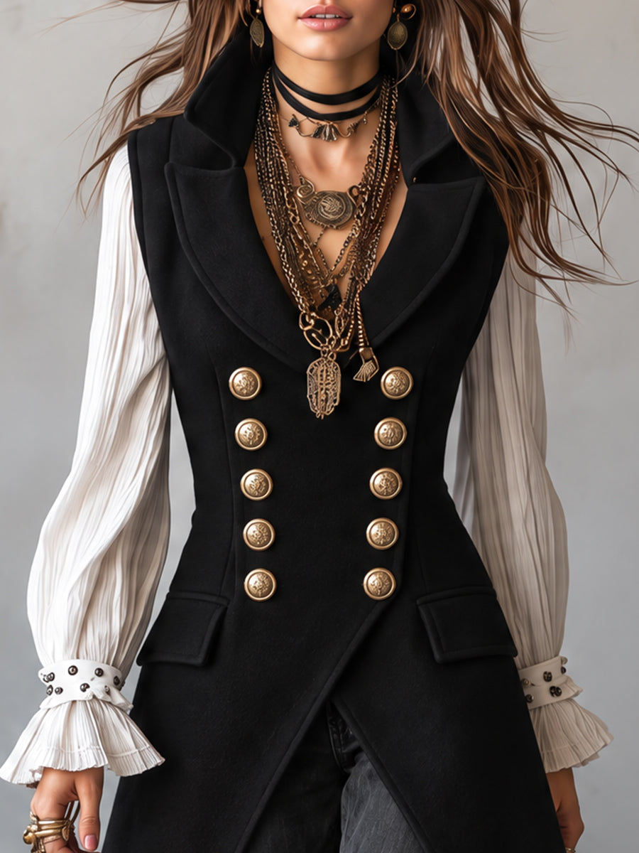Noir Nomad Military Vest Coat